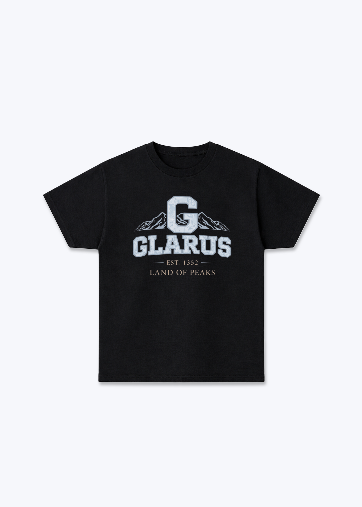 Glarus Est 1352 Tee - Black Front (Designed)
