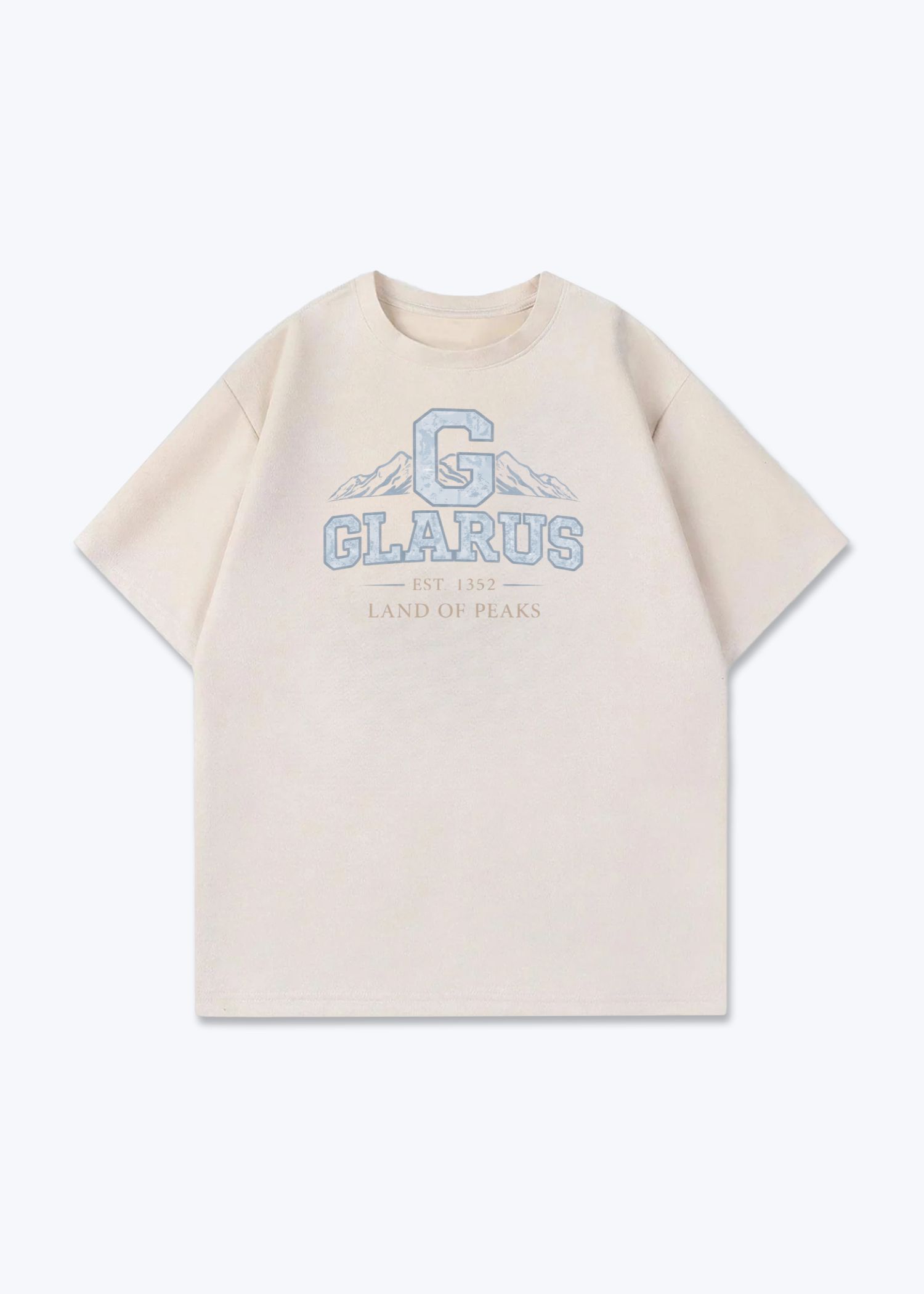 Glarus Est 1352 Tee - Beige Front (Designed)