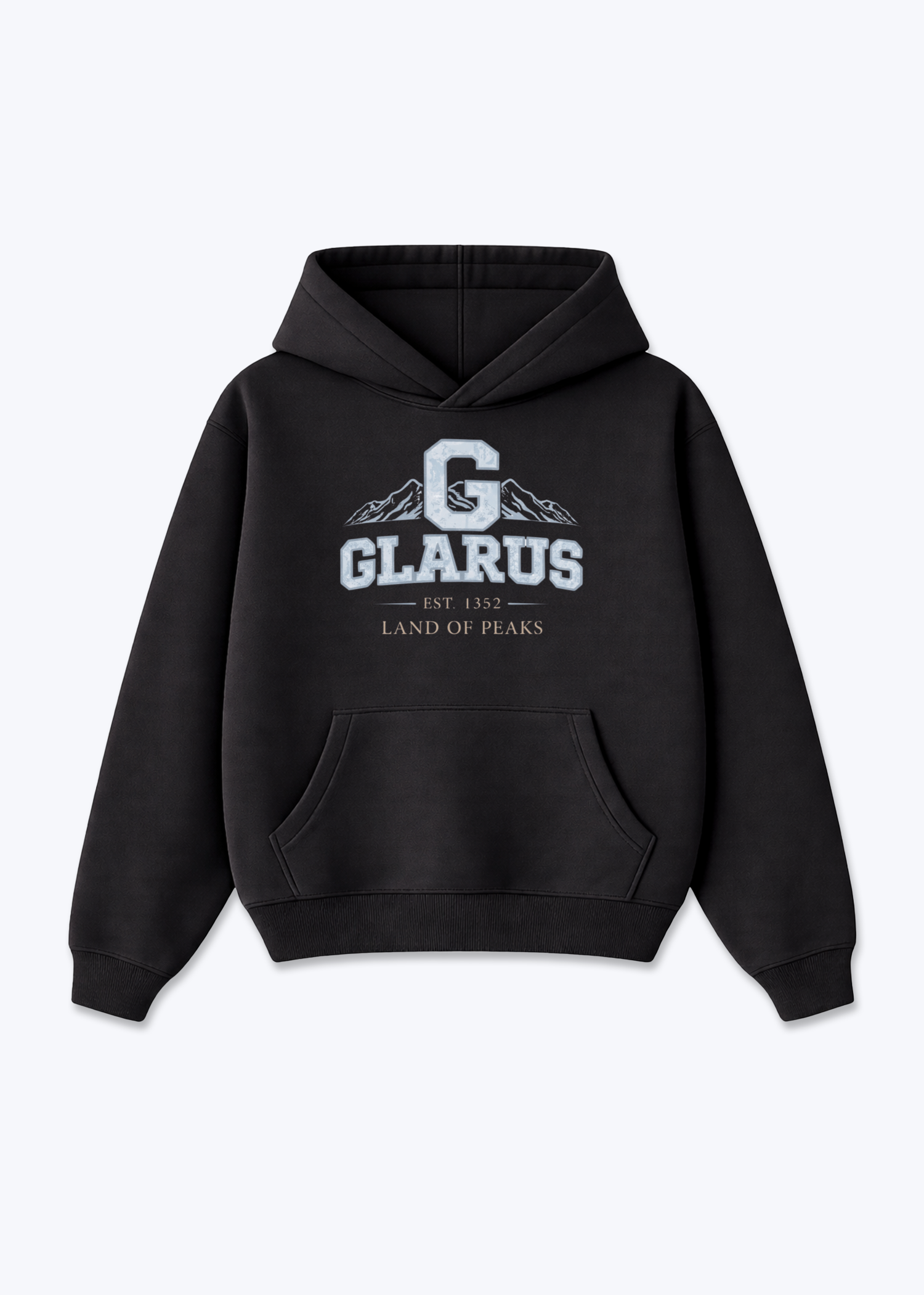 Glarus Est 1352 Tee - Black Front (Designed)