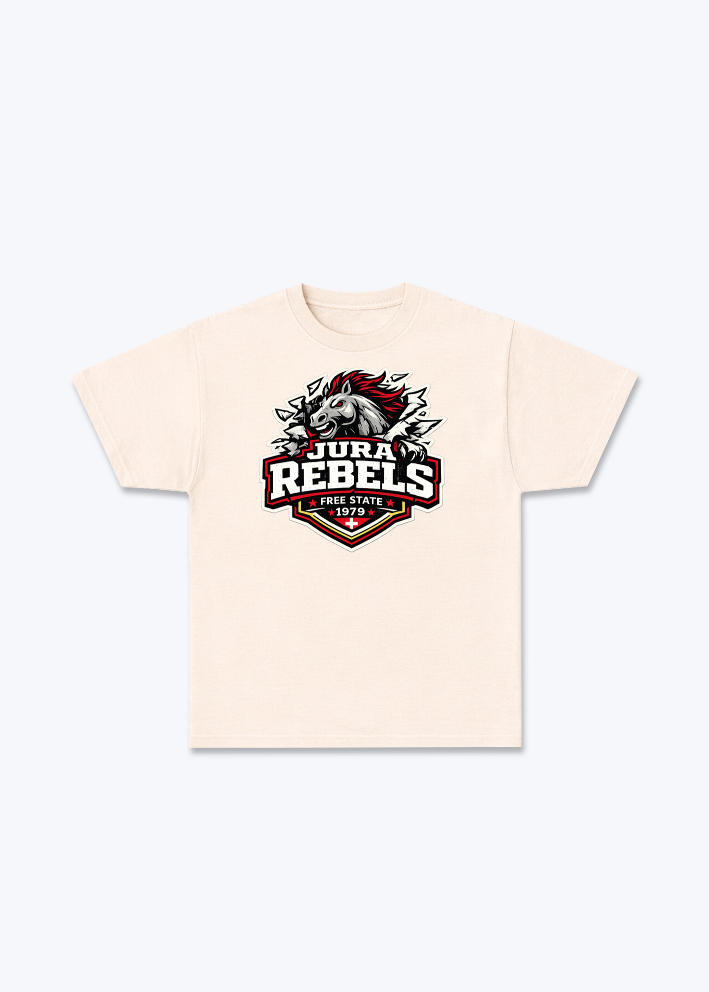 Jura Rebels Tee - Beige Front (Designed)