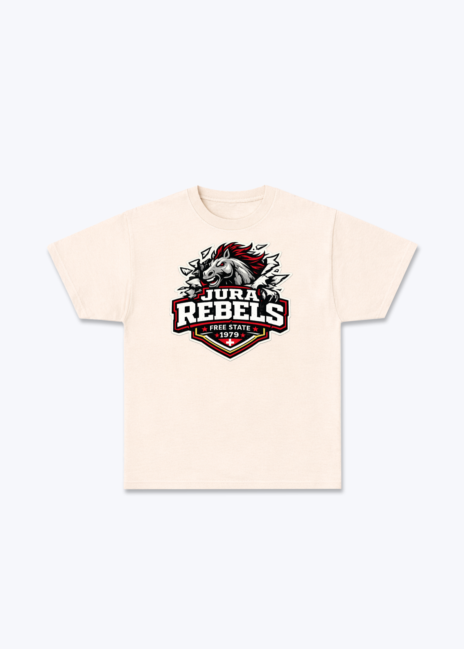 Jura Rebels Tee - Beige Front (Designed)