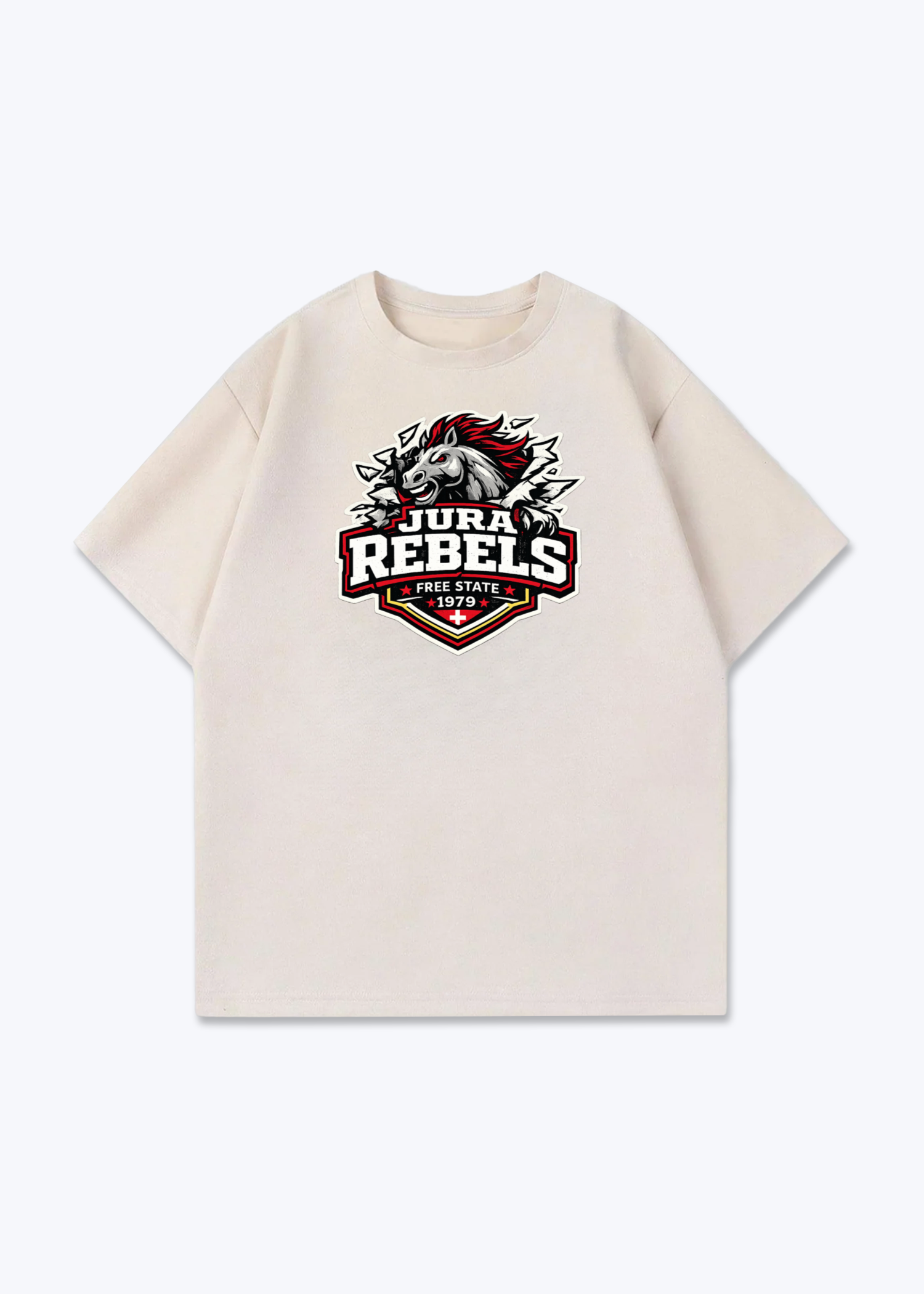 Jura Rebels Tee - Beige Front (Designed)