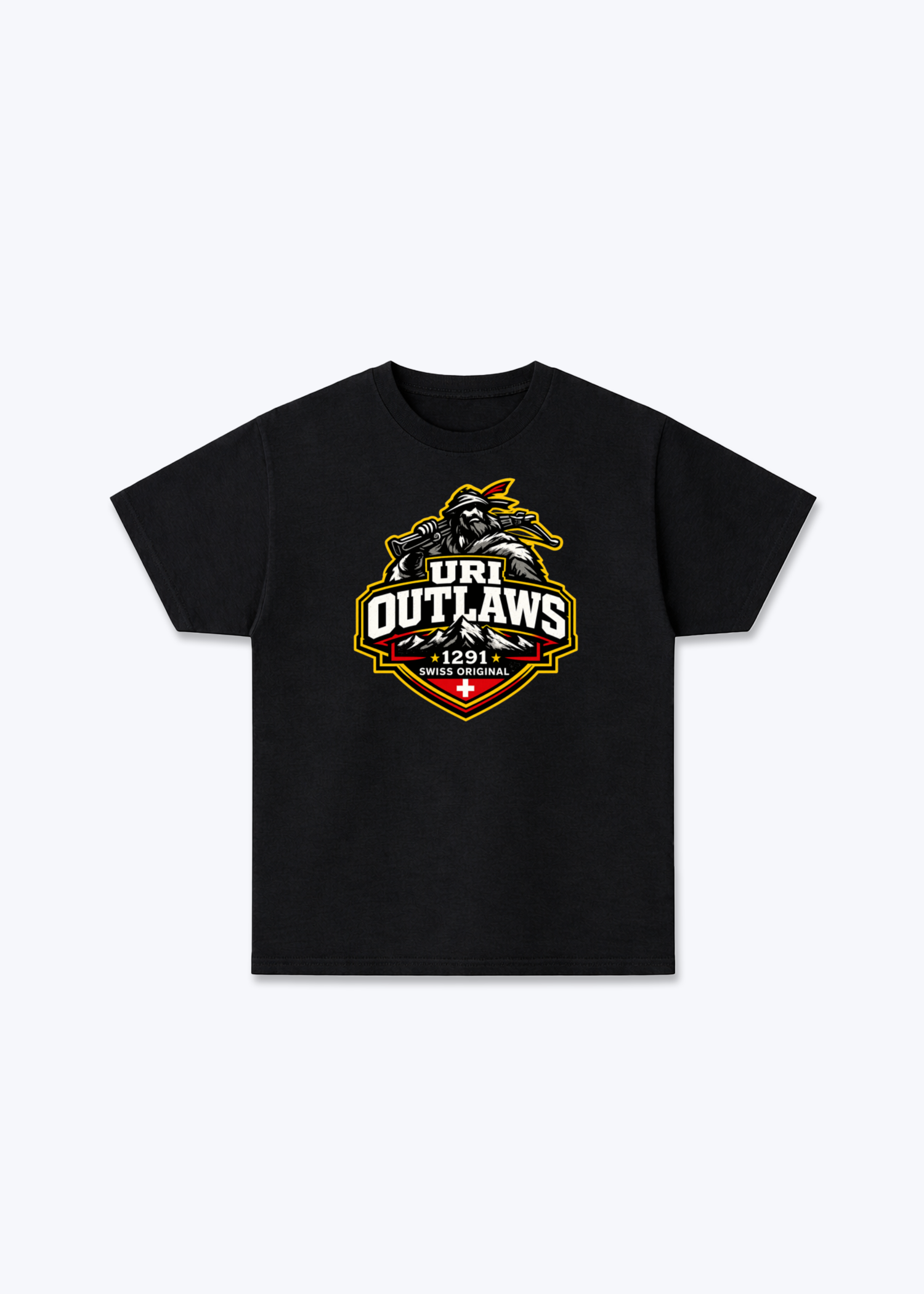 Uri Swiss Original Tee - Black Front (Designed)