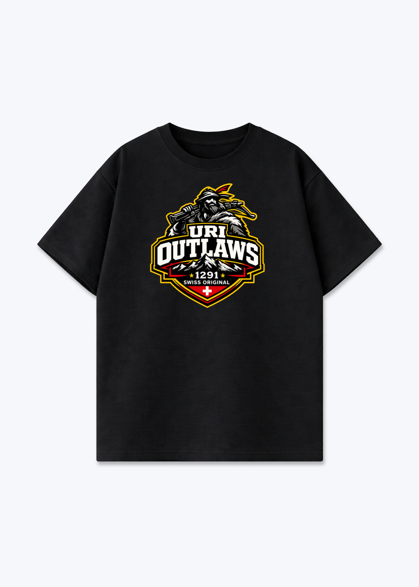 Uri Swiss Original Tee - Black Front (Designed)