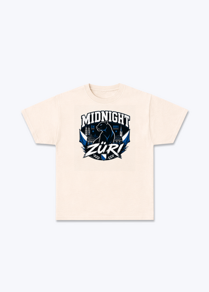 Zürich Midnight Panther Tee - Beige Front (Designed)