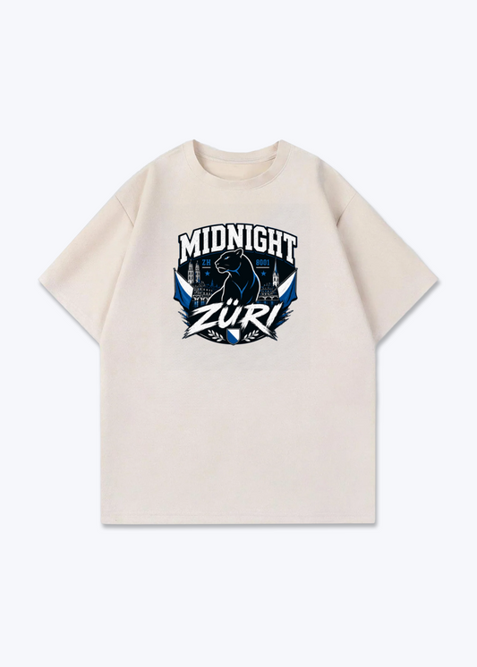 Zürich Midnight Panther Tee - Beige Front (Designed)