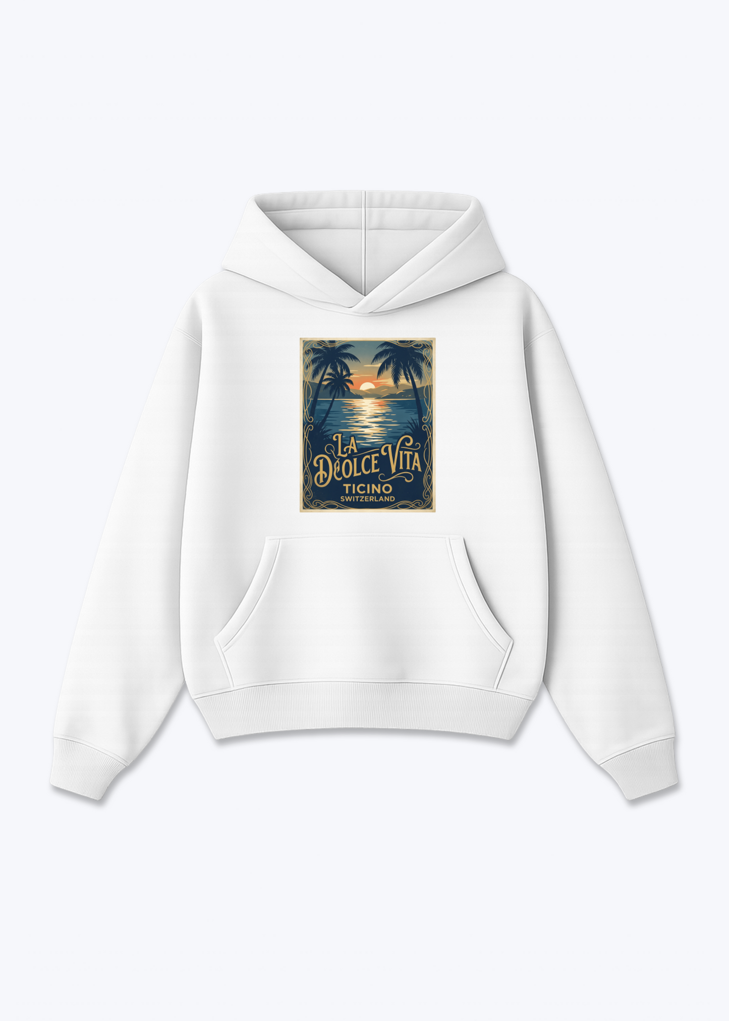 Tessin La Dolce Vita Hoodie - White Front (Designed)