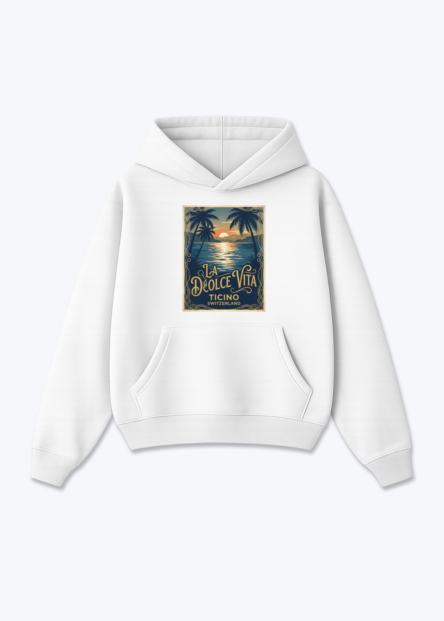 Tessin La Dolce Vita Hoodie - White Front (Designed)