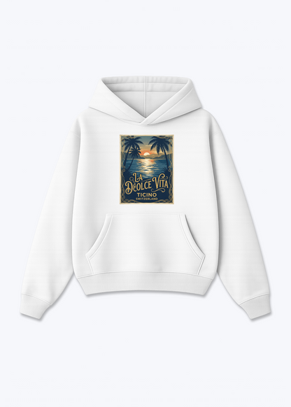 Tessin La Dolce Vita Hoodie - White Front (Designed)