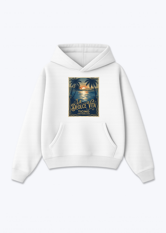 Tessin La Dolce Vita Hoodie - White Front (Designed)