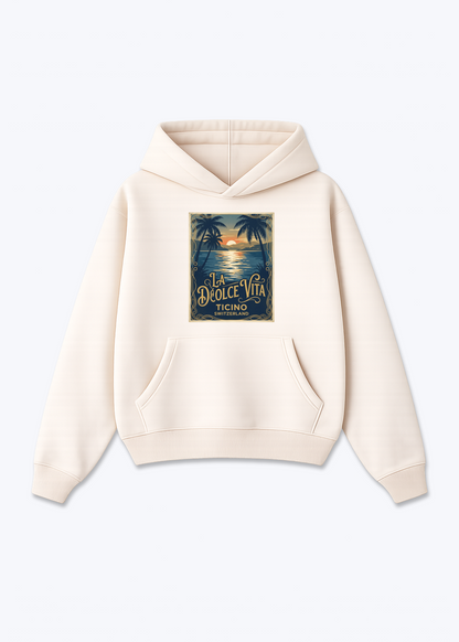 Tessin La Dolce Vita Hoodie - Beige Front (Designed)