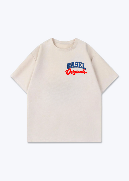 Basel Originals Oversized T-Shirt - Beige Front (Designed)