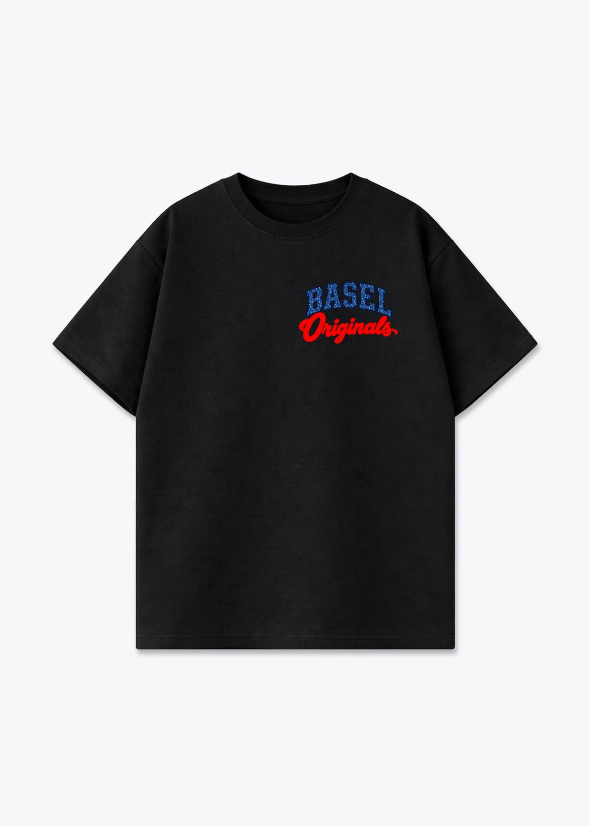 Basel Originals Oversized T-Shirt - Black Front (Designed)