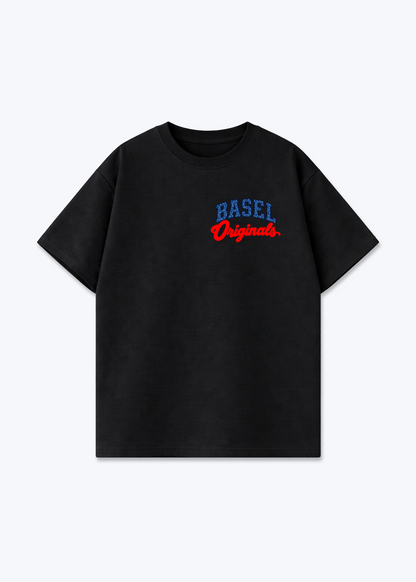 Basel Originals Oversized T-Shirt - Black Front (Designed)