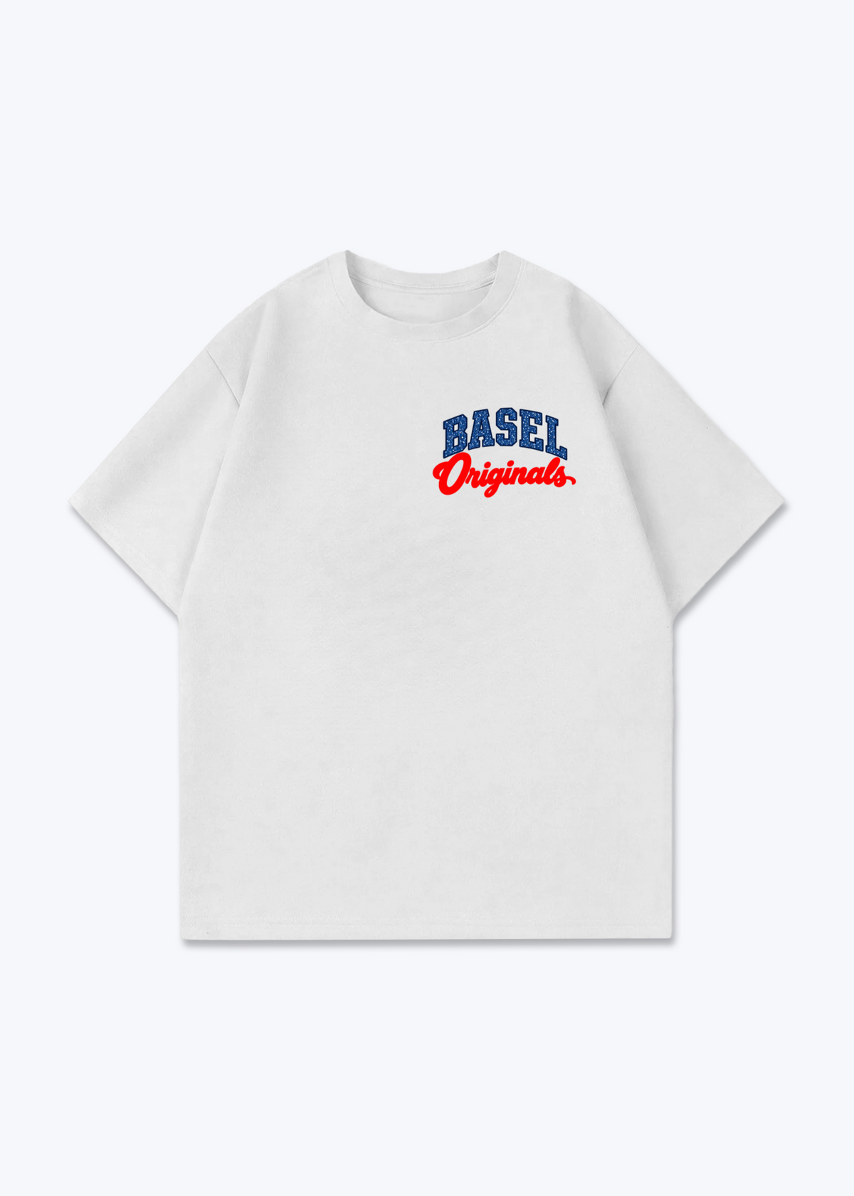 Basel Originals Oversized T-Shirt - White Front (Designed)