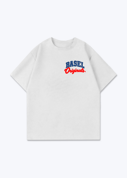 Basel Originals Oversized T-Shirt - White Front (Designed)
