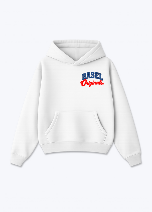 Basel Originals Oversized Hoodie - White Front (Designed)