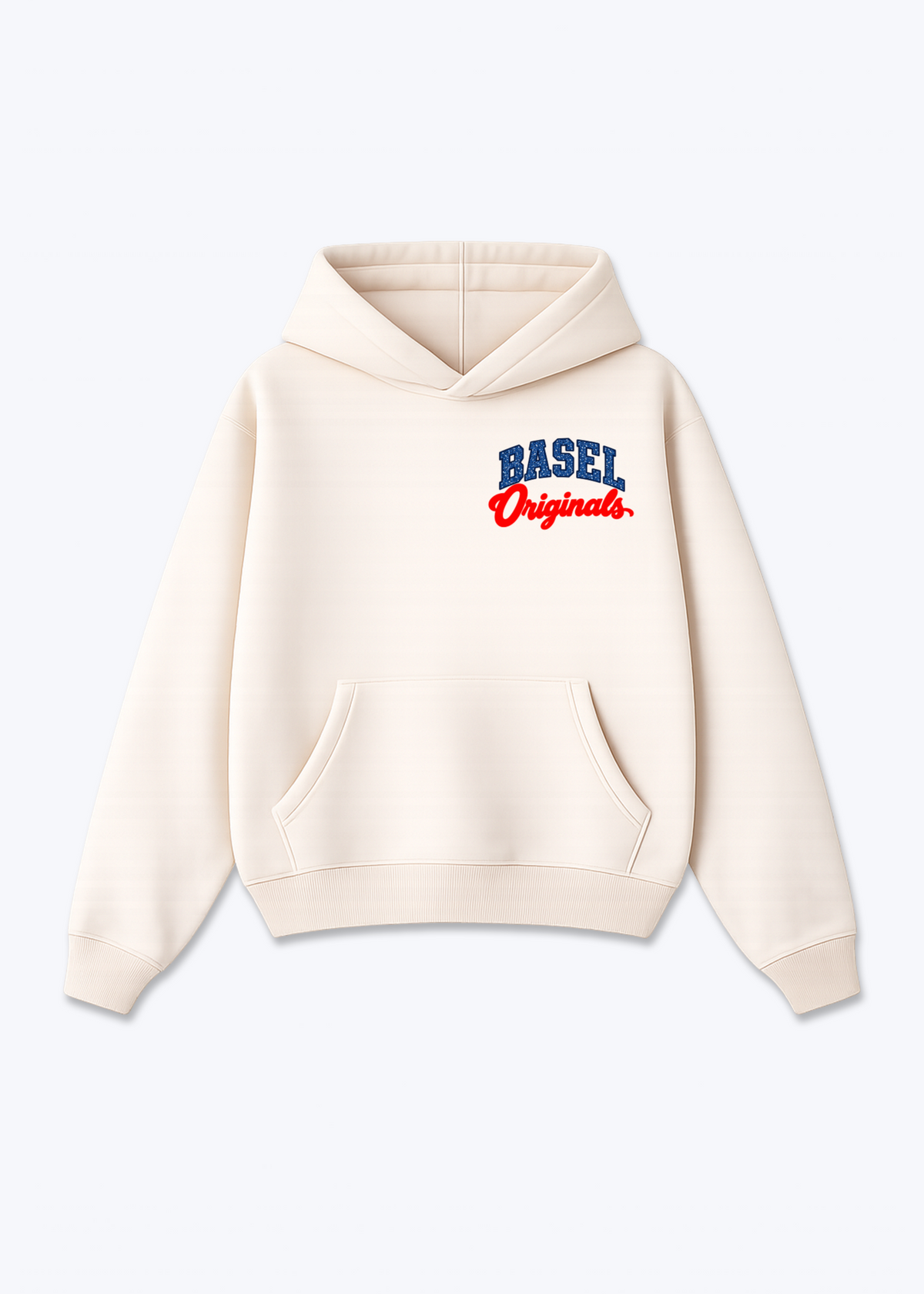 Basel Originals Oversized Hoodie - Beige Front (Designed)