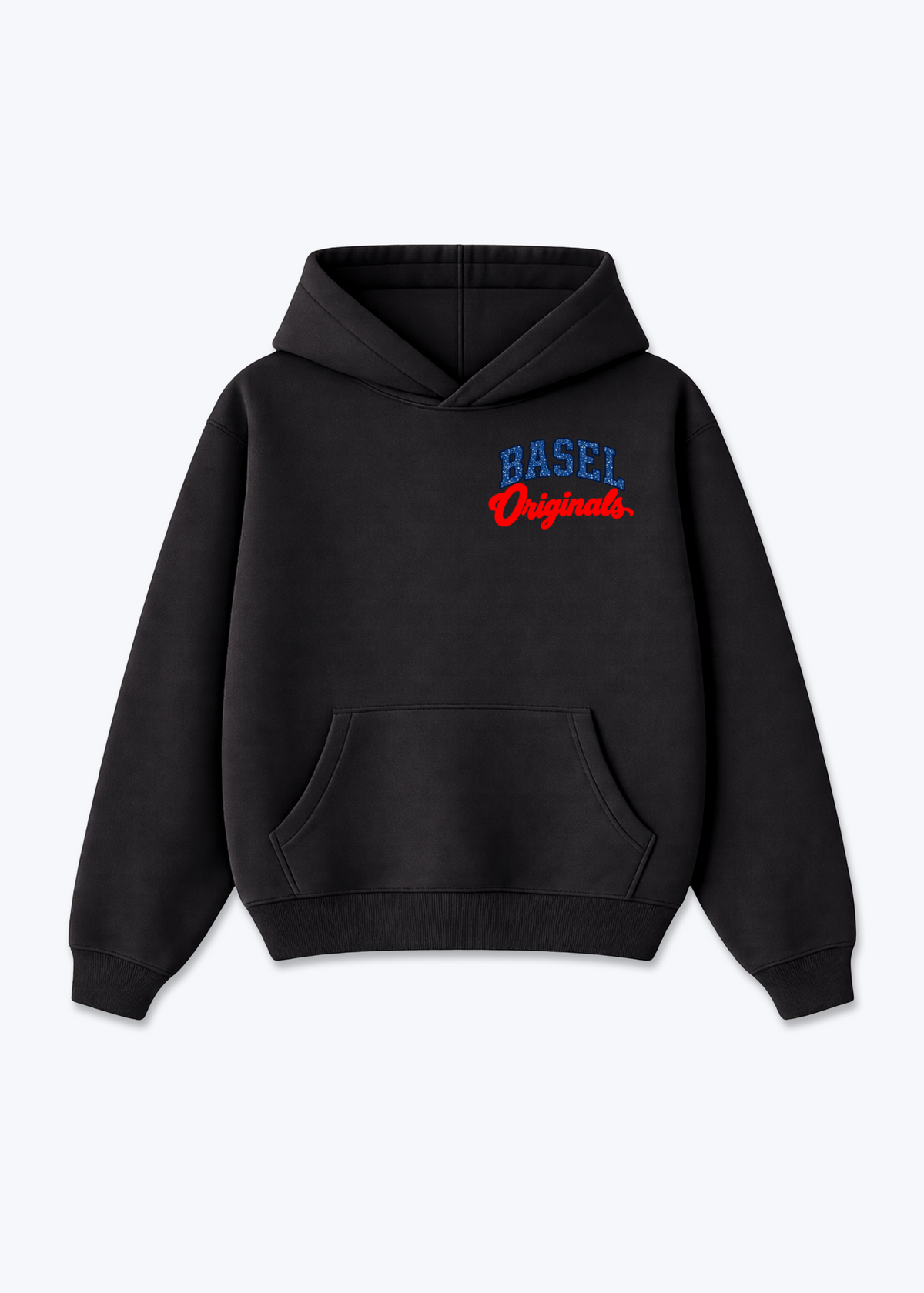 Basel Originals Oversized Hoodie - Black Front (Designed)