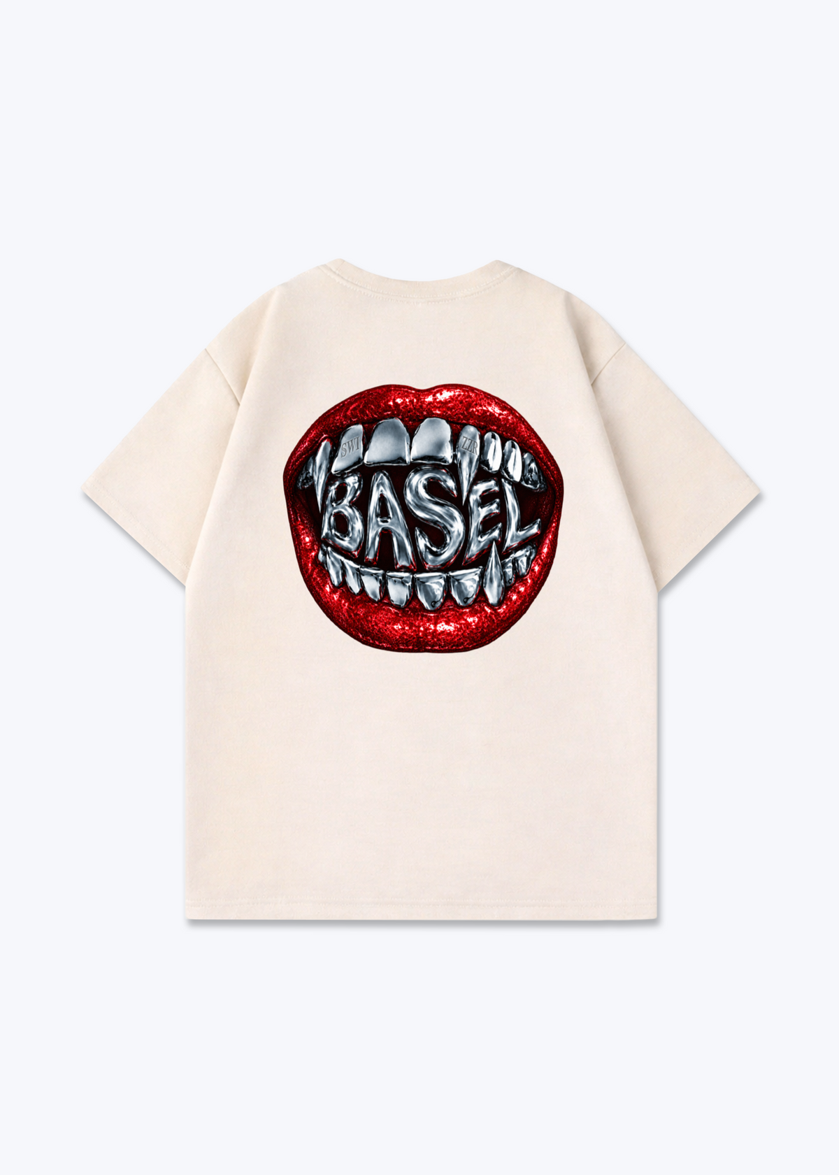 Basel Metallic Oversized T-Shirt - Beige Back (Designed)