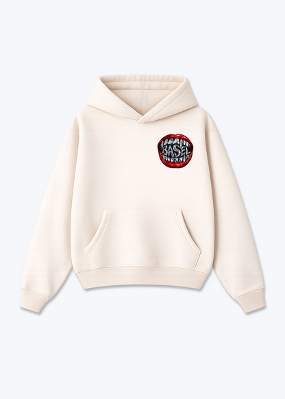Basel Metallic Oversized Hoodie - Beige Front (Designed)