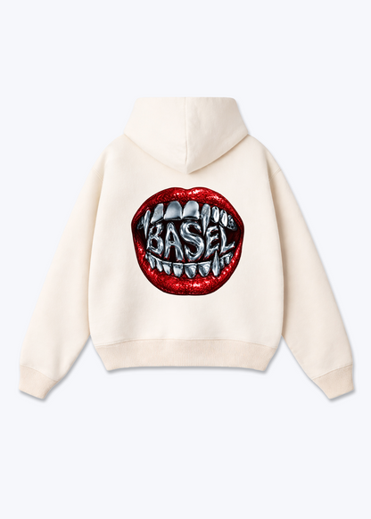 Basel Metallic Oversized Hoodie - Beige Back (Designed)