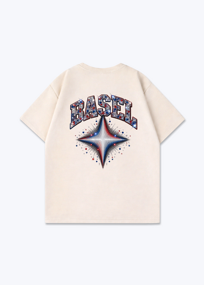 Basel Stars Oversized T-Shirt - Beige Back (Designed)