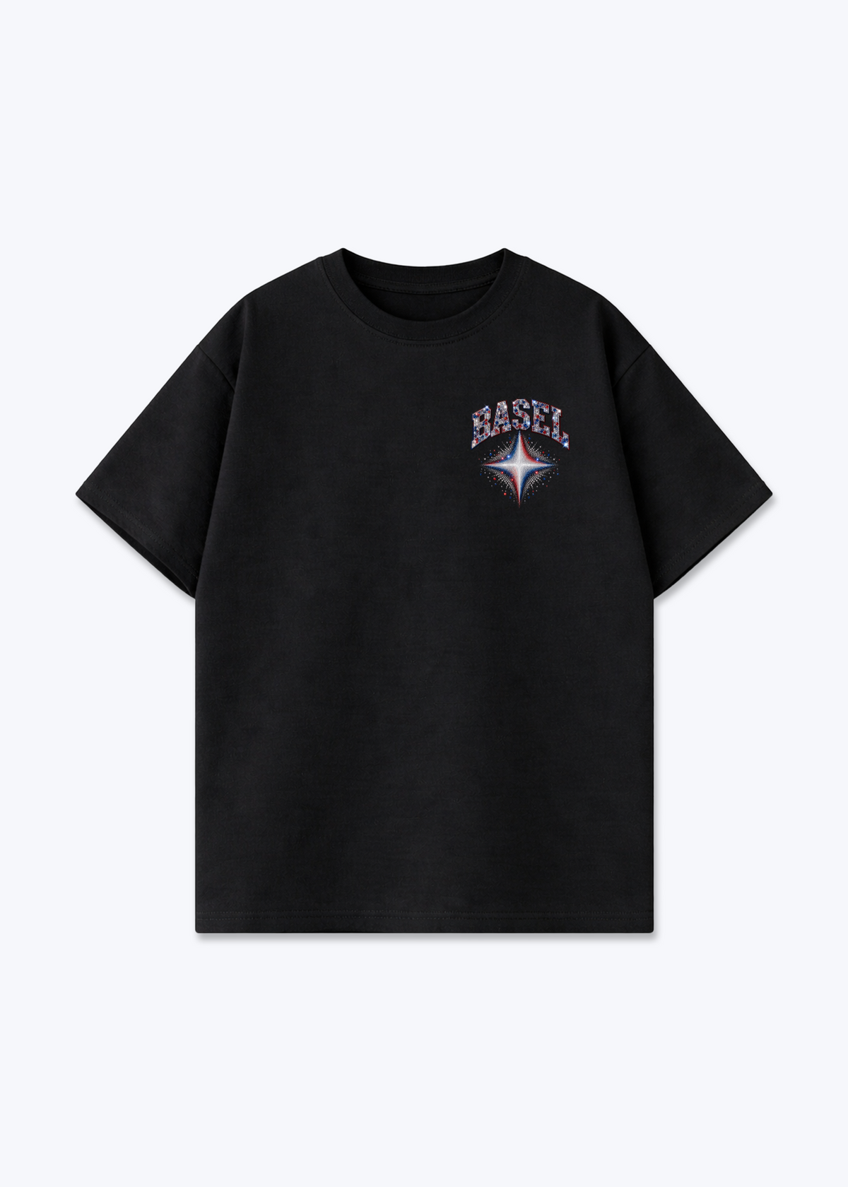 Basel Stars Oversized T-Shirt - Black Front (Designed)