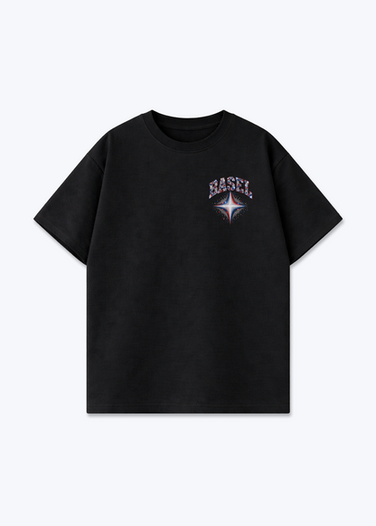 Basel Stars Oversized T-Shirt - Black Front (Designed)