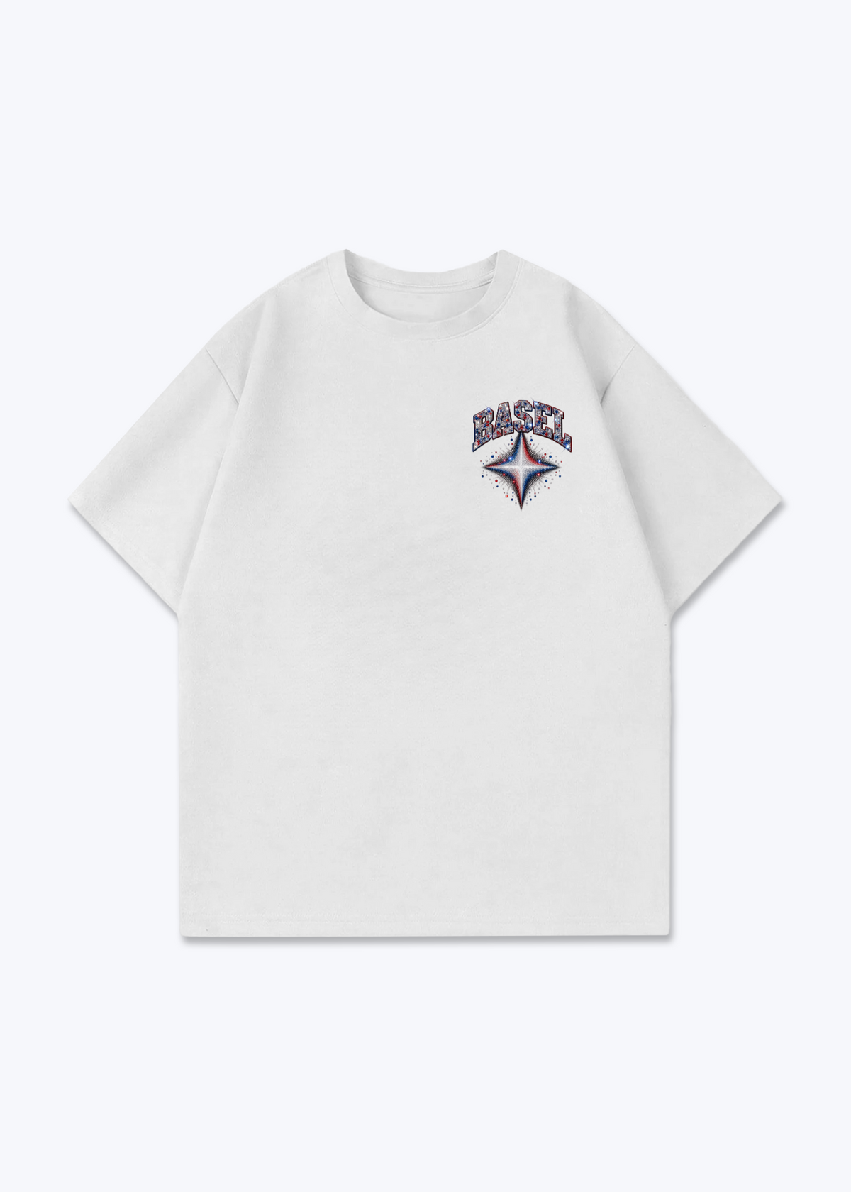 Basel Stars Oversized T-Shirt - White Front (Designed)