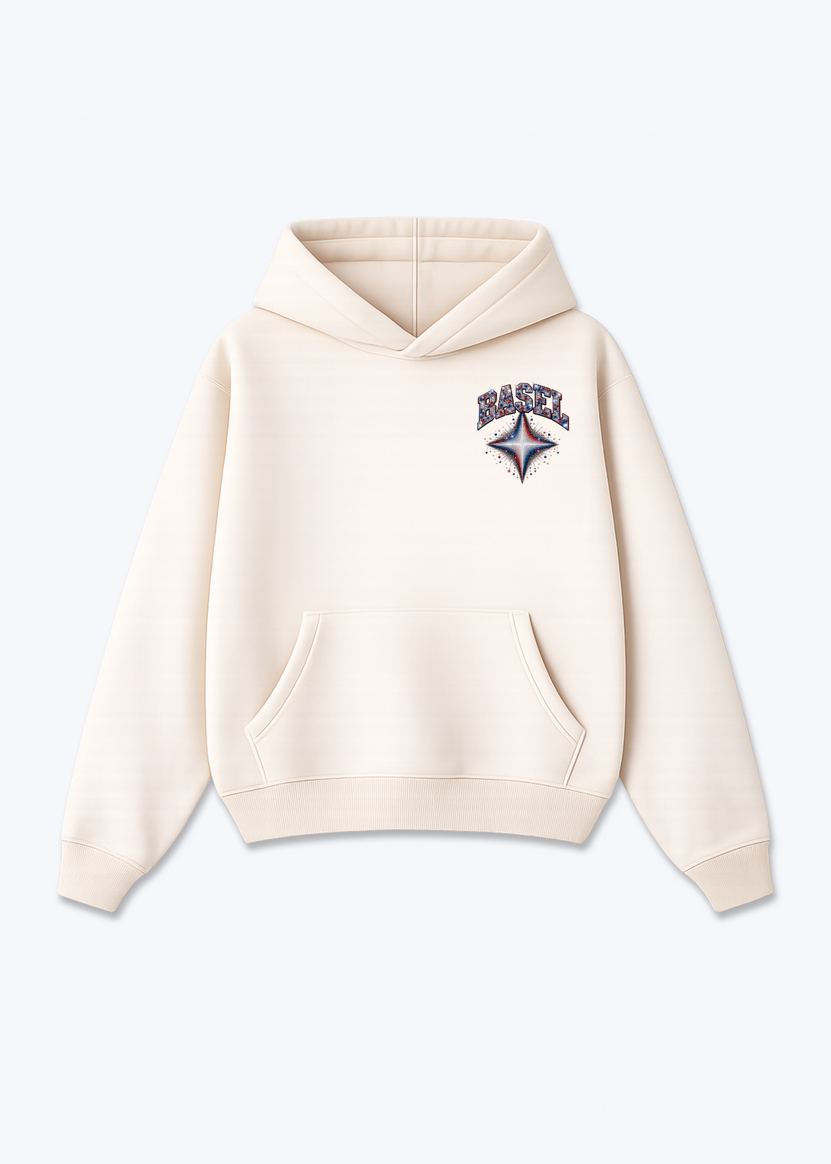 Basel Stars Oversized Hoodie - Beige Front (Designed)