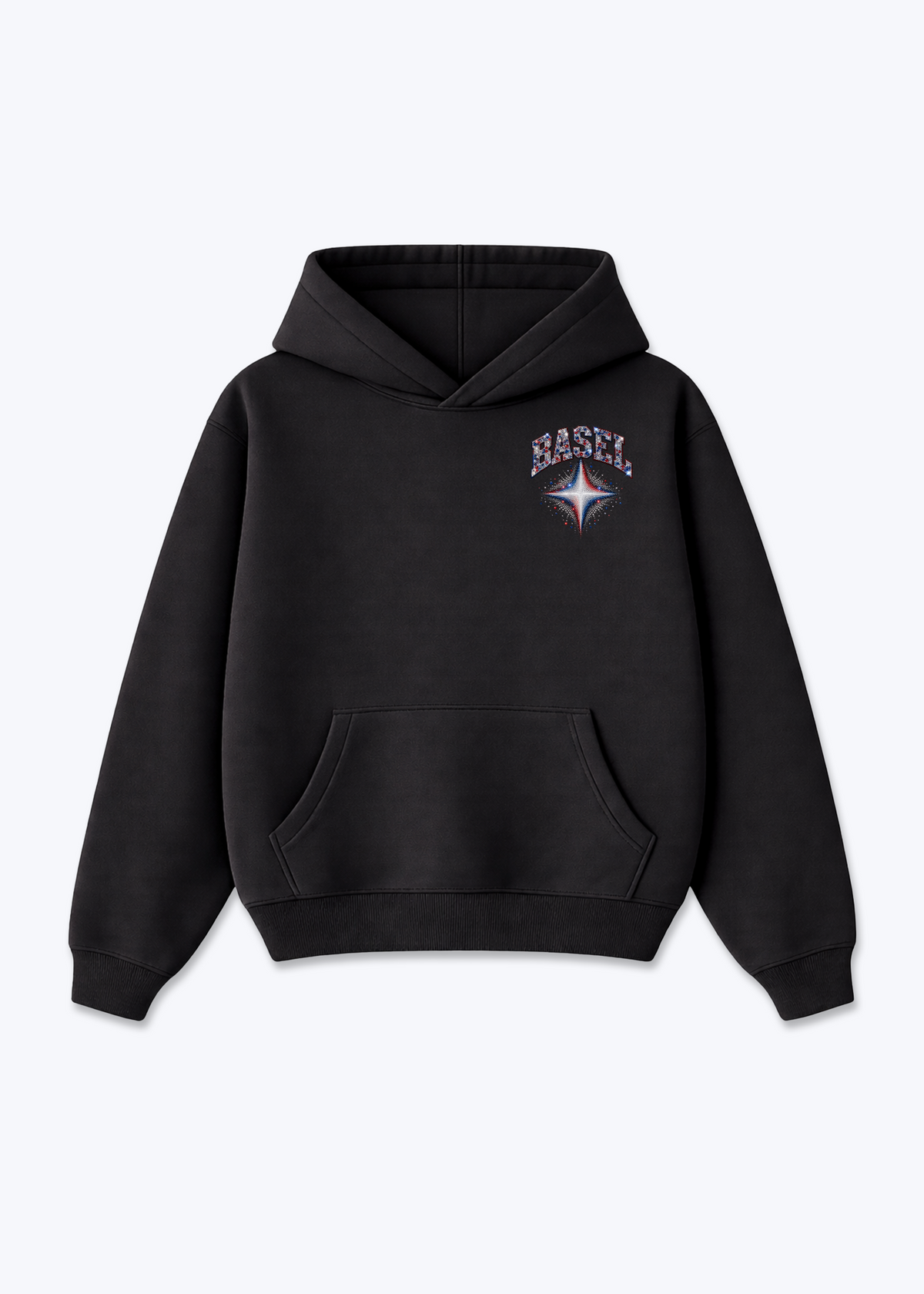 Basel Stars Oversized Hoodie - Black Front (Designed)