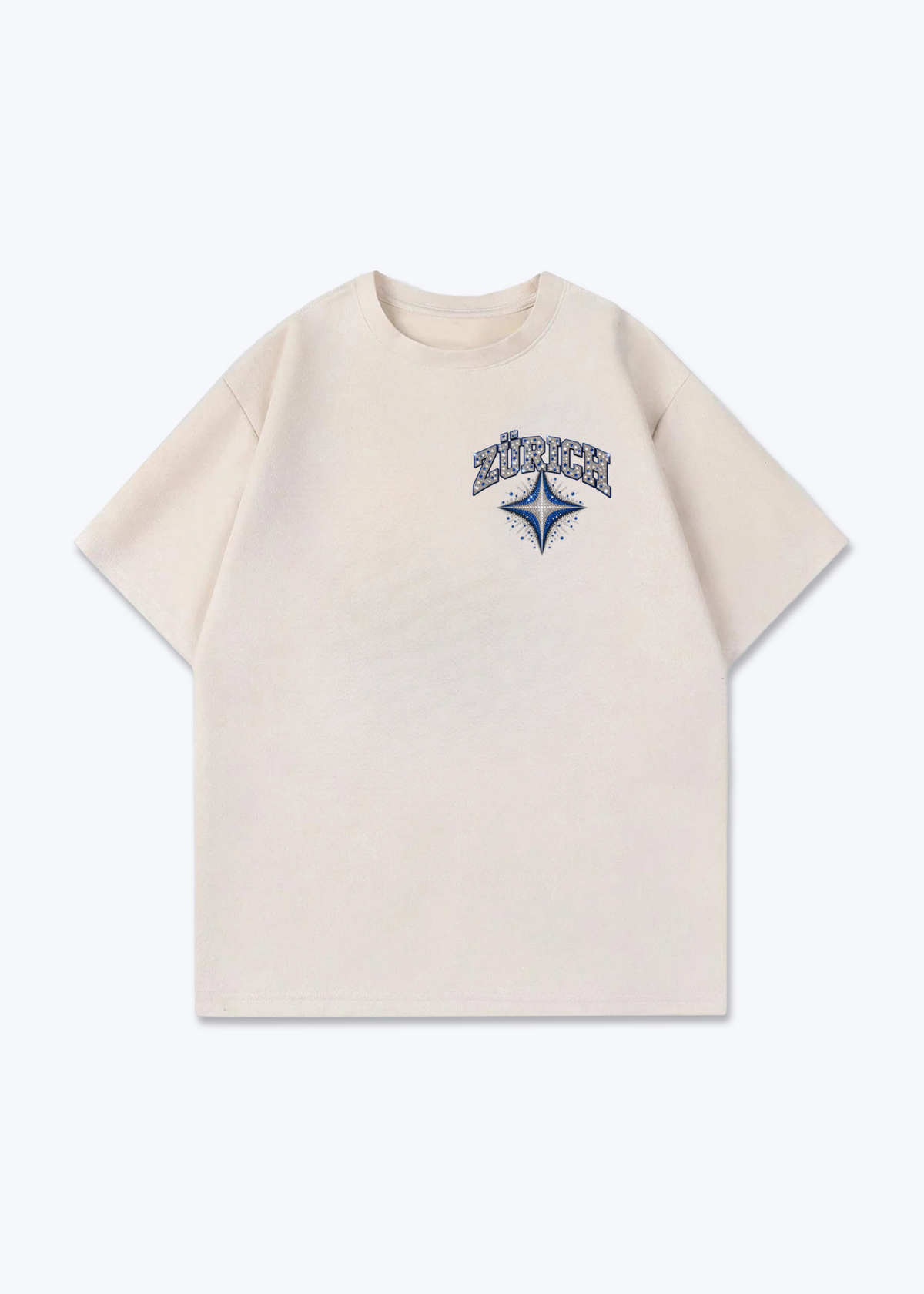 Zürich Diamond Oversized T-Shirt - Beige Front (Designed)