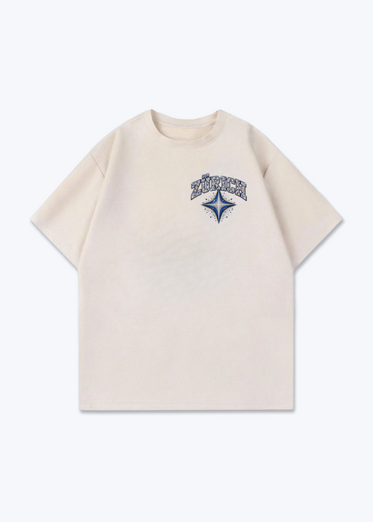 Zürich Diamond Oversized T-Shirt - Beige Front (Designed)