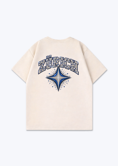 Zürich Diamond Oversized T-Shirt - Beige Back (Designed)