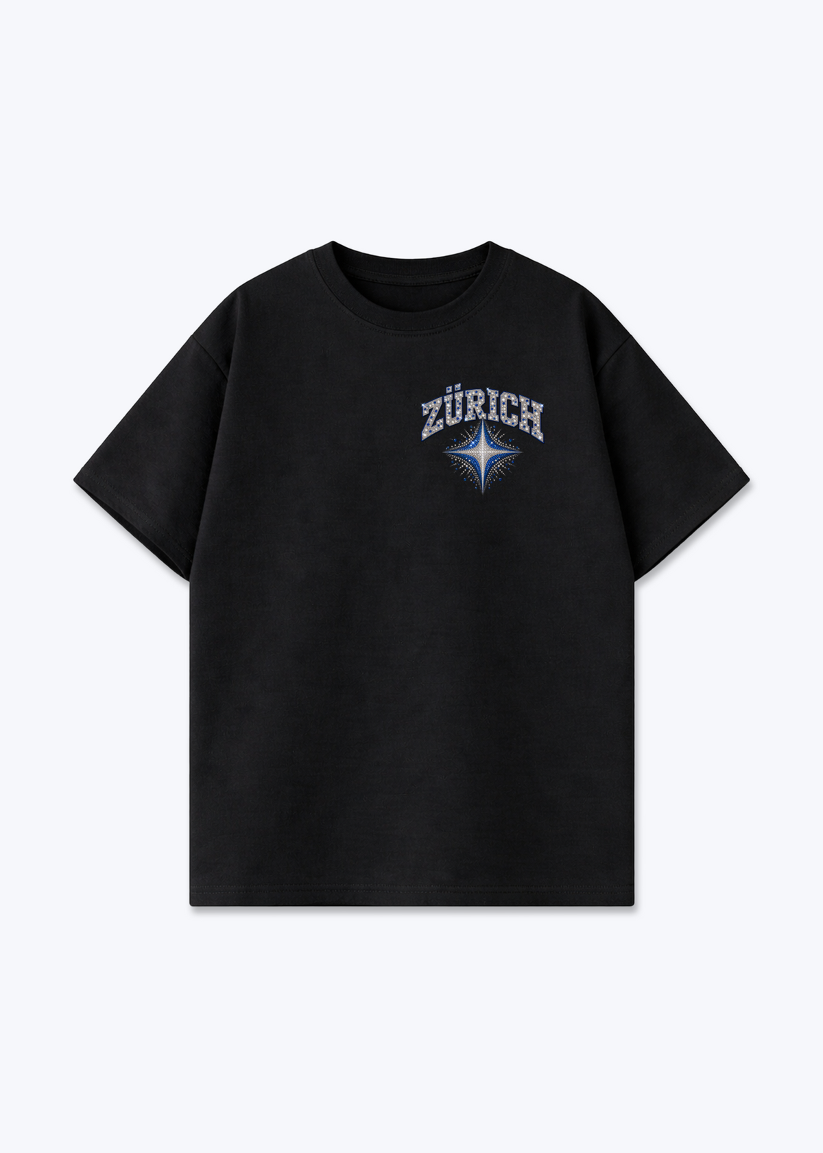 Zürich Diamond Oversized T-Shirt - Black Front (Designed)