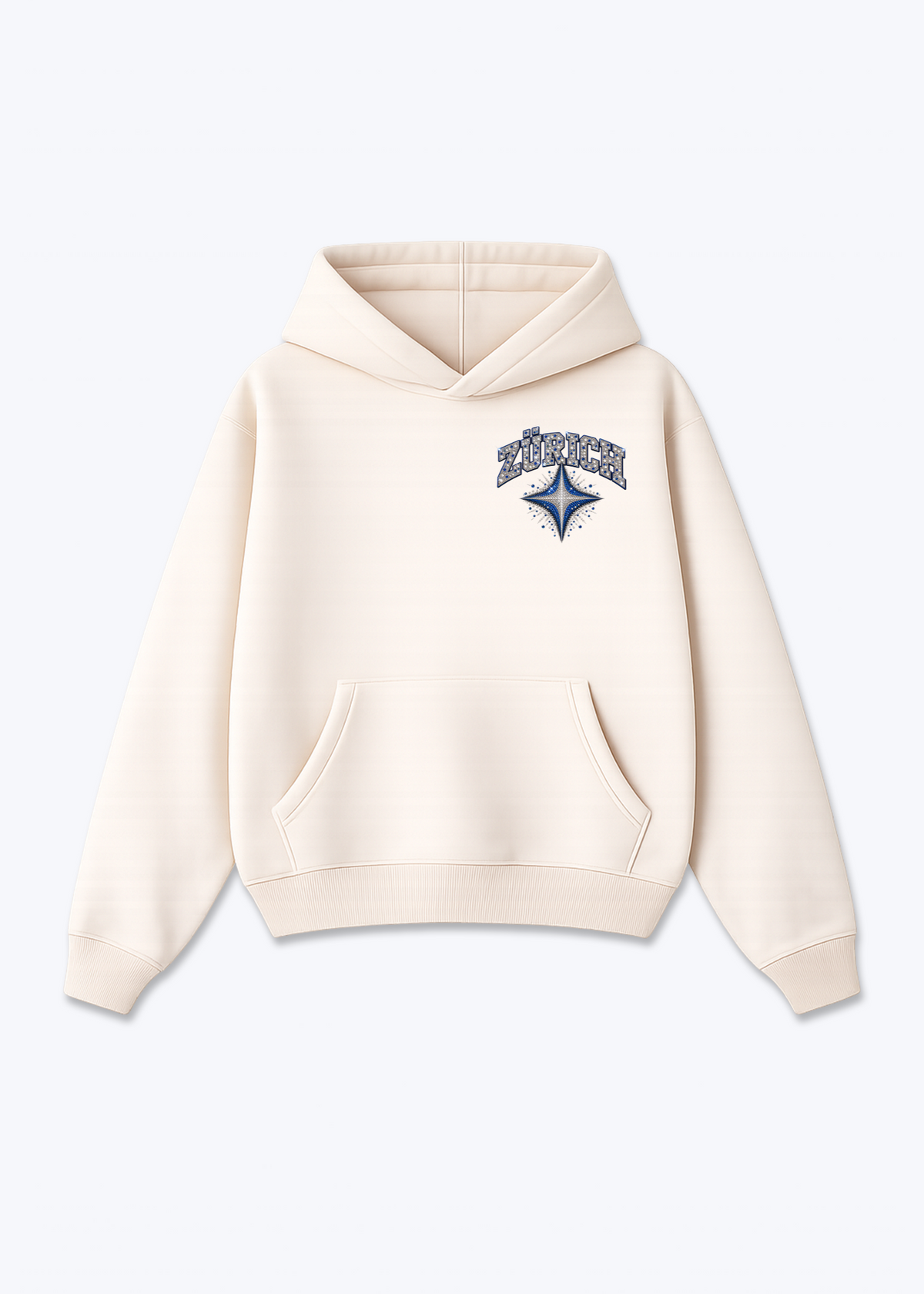 Zürich Diamond Oversized Hoodie - Beige Front (Designed)