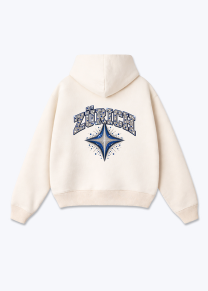 Zürich Diamond Oversized Hoodie - Beige Back (Designed)