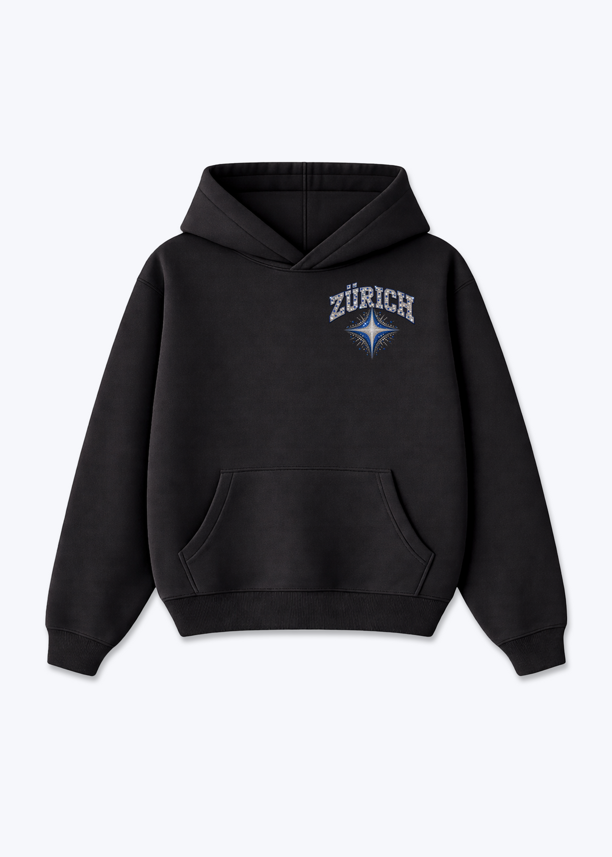 Zürich Diamond Oversized Hoodie - Black Front (Designed)