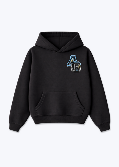 Aargau Neon Oversized Hoodie - Black Front (Designed)