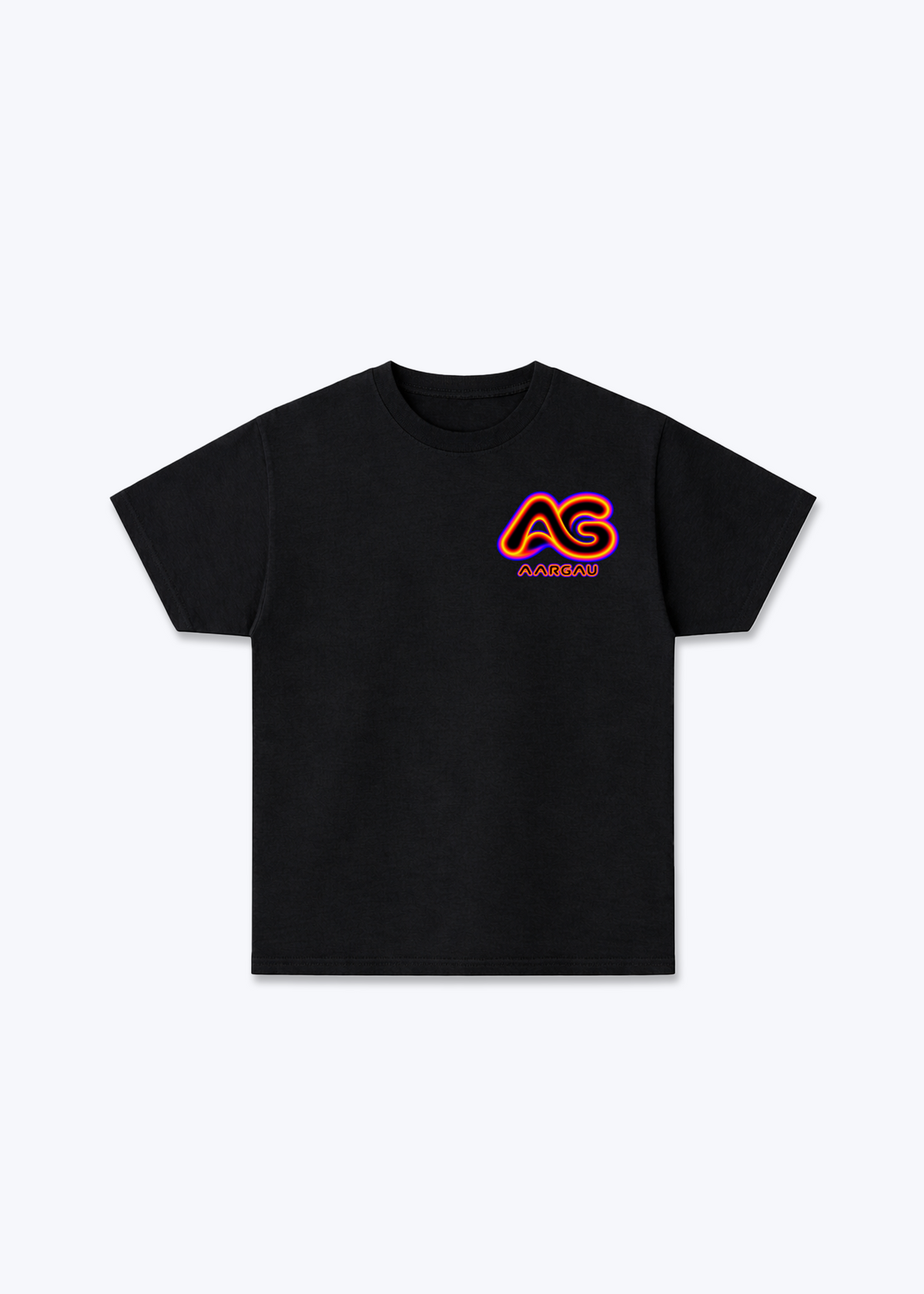 Aargau Glow Basic T-Shirt - Black Front (Designed)