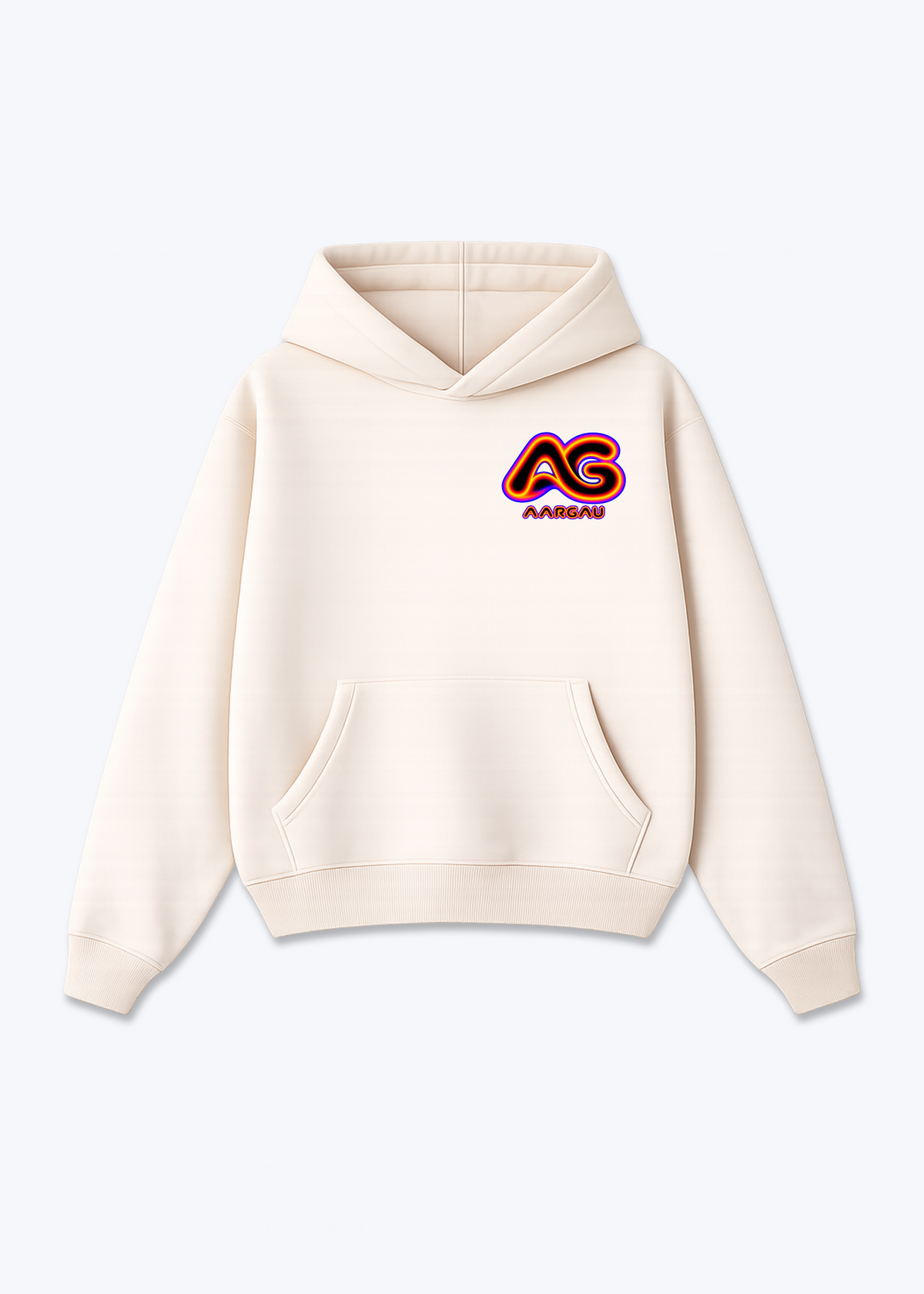 Aargau Glow Oversized Hoodie - Beige Front (Designed)