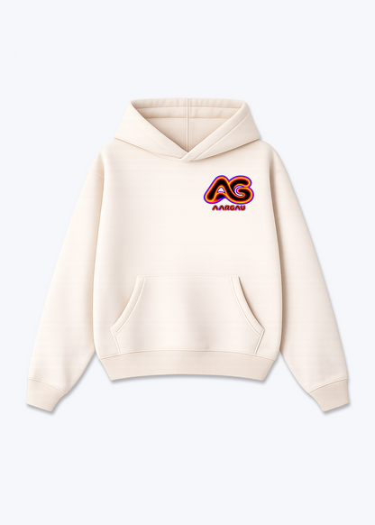 Aargau Glow Oversized Hoodie - Beige Front (Designed)
