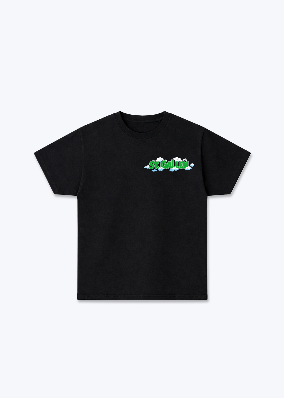 St.Gallen Clouds Basic T-Shirt - Black Front (Designed)