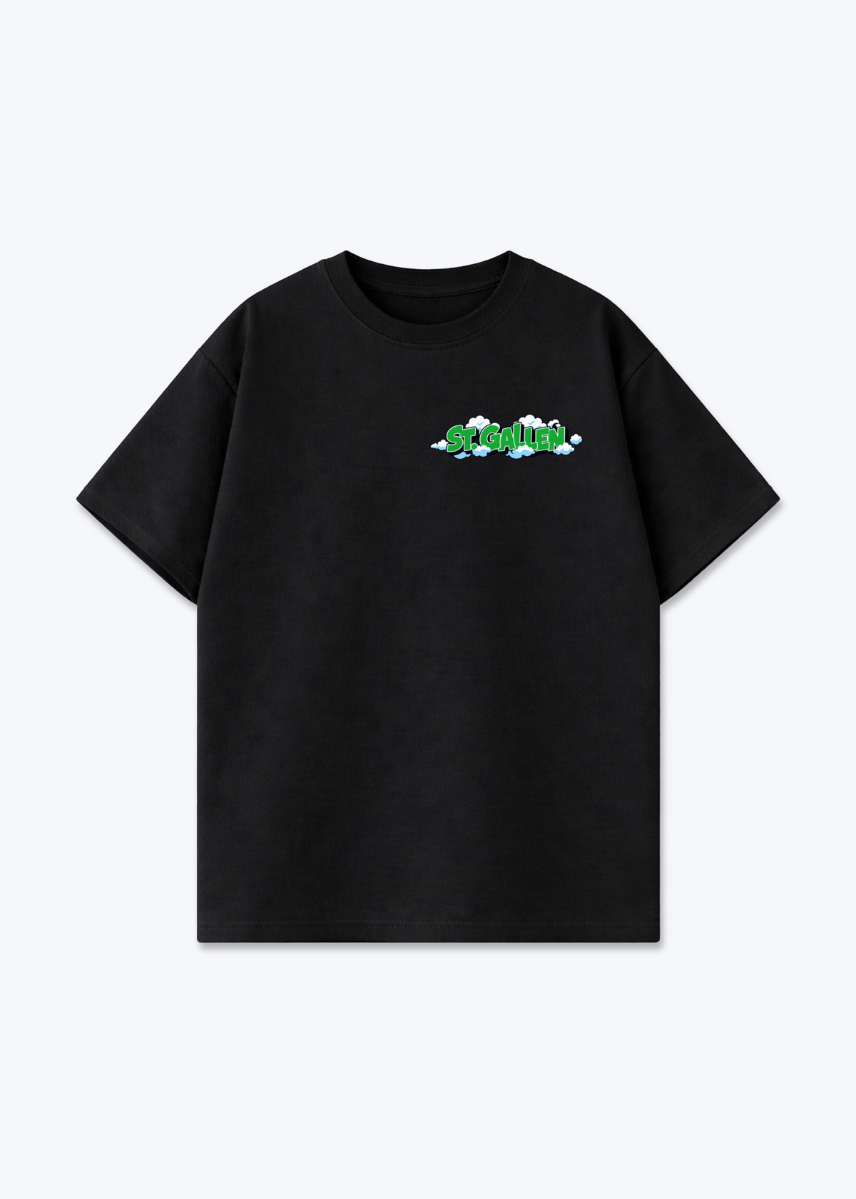 St.Gallen Clouds Oversized T-Shirt - Black Front (Designed)