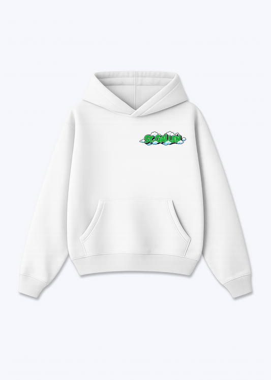 St.Gallen Clouds Oversized Hoodie - White Front (Designed)