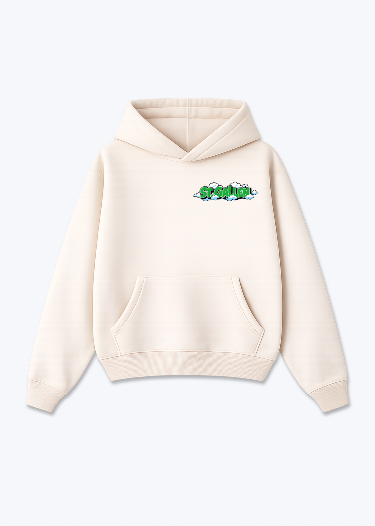 St.Gallen Clouds Oversized Hoodie - Beige Front (Designed)