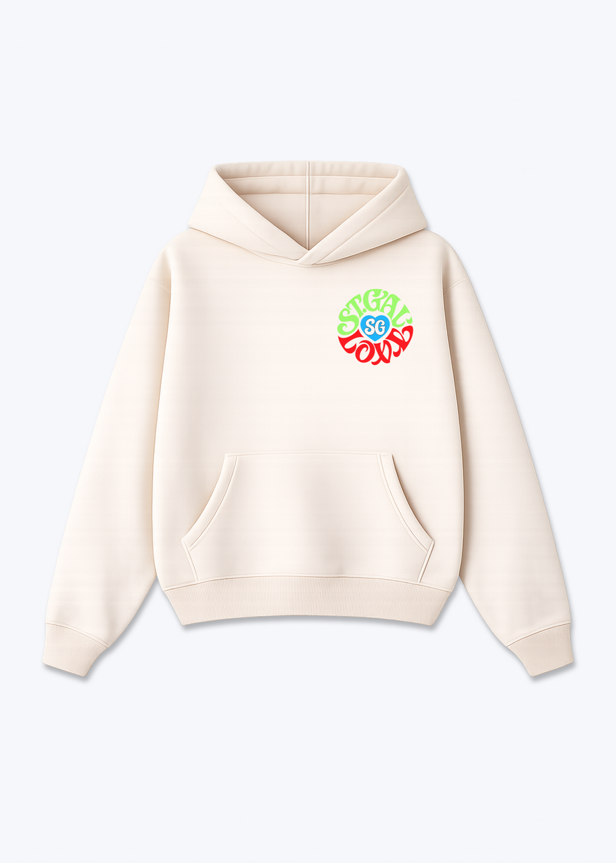 St.Gallen Lov' Oversized Hoodie - Beige Front (Designed)