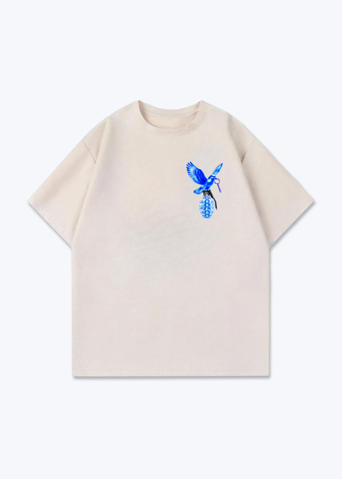 Luzern Grenade Oversized T-Shirt - Beige Front (Designed)