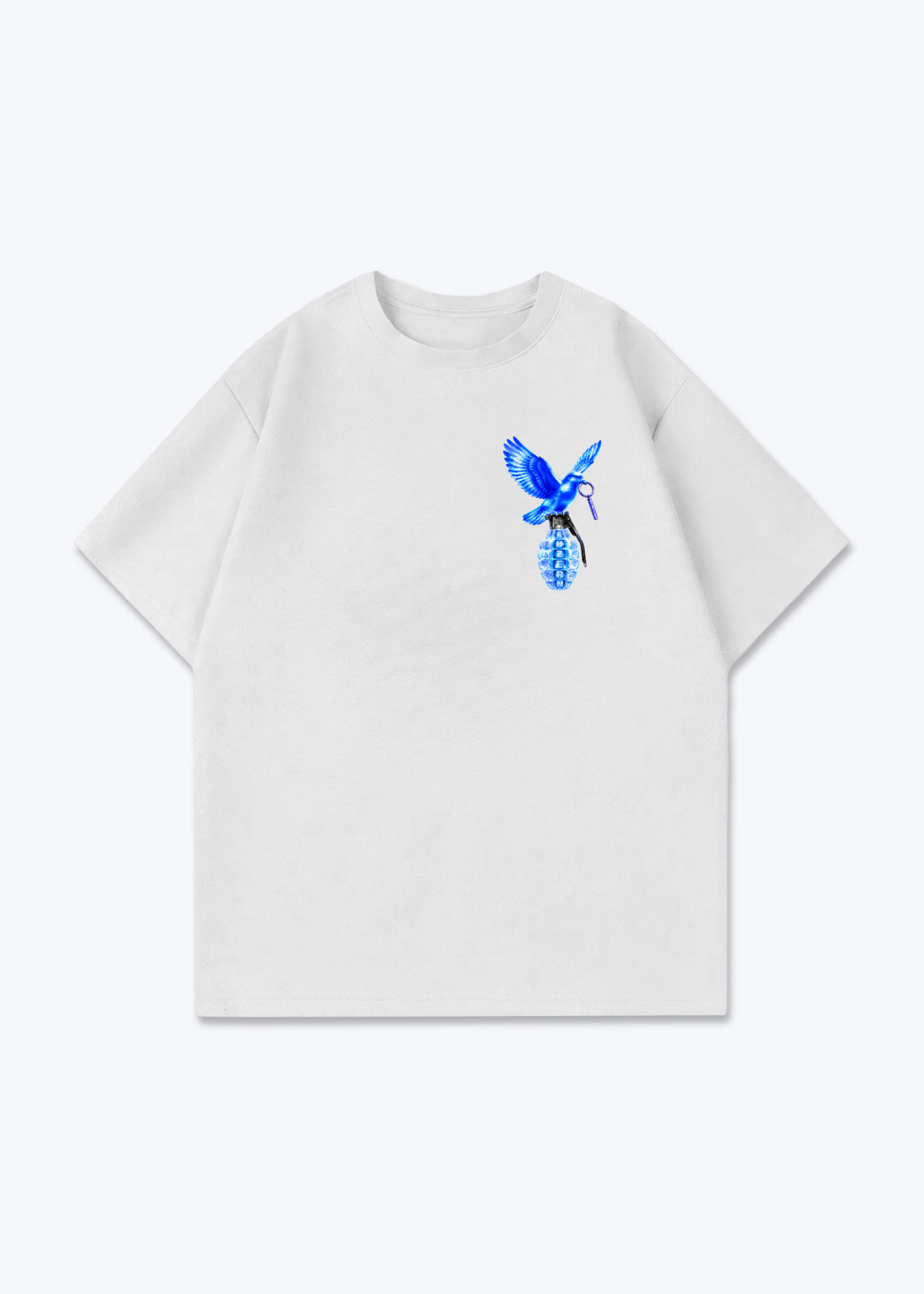 Luzern Grenade Oversized T-Shirt - White Front (Designed)